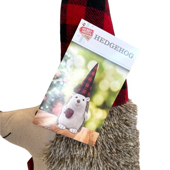 Gnome Plush Hedgehog Stuffed Animal Toy Winter Red Plaid Hat Coffee Mug GIFT NWT - Picture 3 of 10